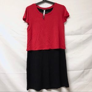 3/$20 Juniors Red Black Color-block Dress Medium